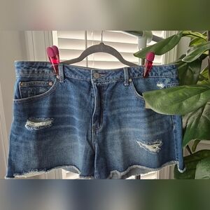 Time and Tru Blue Jean Shorts Distressed Cut-Off Style